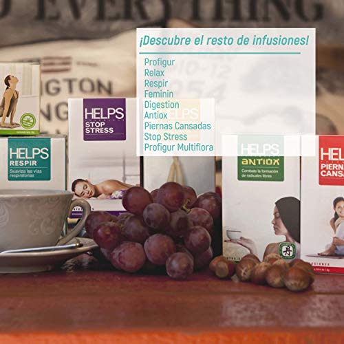 HELPS INFUSIONES - Infusión De Vid Roja, Meliloto, Hamamelis, Y Arándano. Mejora La Circulación Y Reduce Pesadez. Helps Piernas Cansadas. Caja De 20 Bolsitas.