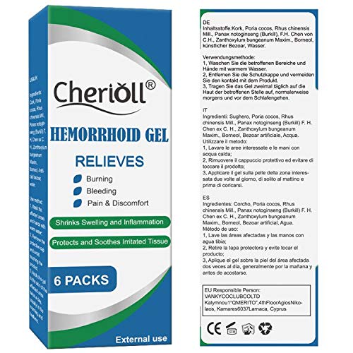 Hemorroides, Pomada para las Hemorroides,Hemorroides y Gel De fisura, Picazón Con Crema de Alivio Rápido, Fisuras anale 6Pcs)