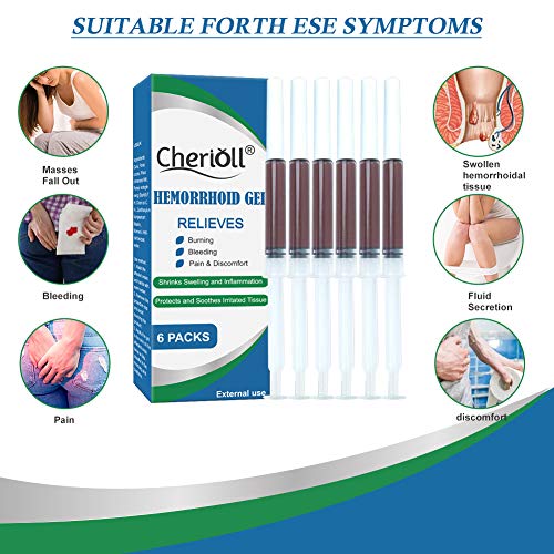 Hemorroides, Pomada para las Hemorroides,Hemorroides y Gel De fisura, Picazón Con Crema de Alivio Rápido, Fisuras anale 6Pcs)