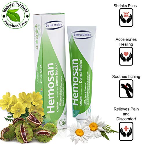 HEMOSAN 3 PACK - Picazón con crema de alivio rápido, fisuras anales, hemorroides, eccemas anales, prurito Ani - 100% ingredientes naturales Pilas de aceite - sin parabenos