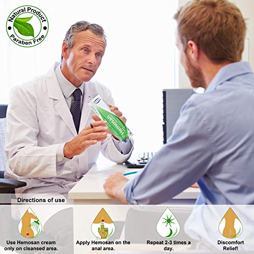 HEMOSAN 3 PACK - Picazón con crema de alivio rápido, fisuras anales, hemorroides, eccemas anales, prurito Ani - 100% ingredientes naturales Pilas de aceite - sin parabenos