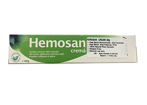 HEMOSAN CREMA 40g - Anti hemorroides y pilas, fisuras anales, eczemas anales - Extractos de plantas 100% naturales - Sin parabenos