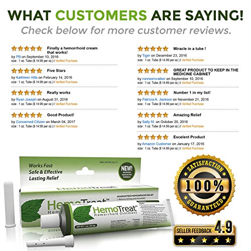 HemoTreat ® Pomada para las Hemorroides, Tratamiento Rápido, Eficaz y Seguro para el Alivio del Síntoma Hemorroidal