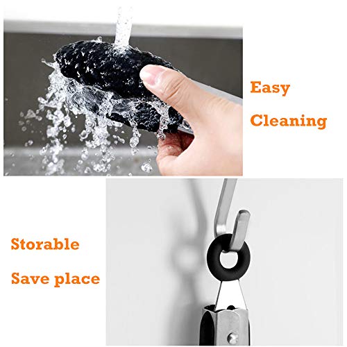 HENSHOW Pinzas de Cocina Juego de 3, 7", 9"y 12" Prima Acero Inoxidable de Pinzas de Cocina de, Mango Antiadherente y Resistente al Calor, Pinzas de Silicona para Barbacoa, Buffet, Ensalada