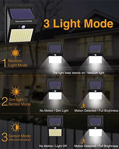 Hepside Luz Solar Exterior,【6 Pack / 3 Modos】Luces LED Solares para Exteriores, 800 Lumens Focos LED Exterior Solares, Luces de Seguridad Inalámbricas a Prueba de Agua para el garaje del Jardín Camino