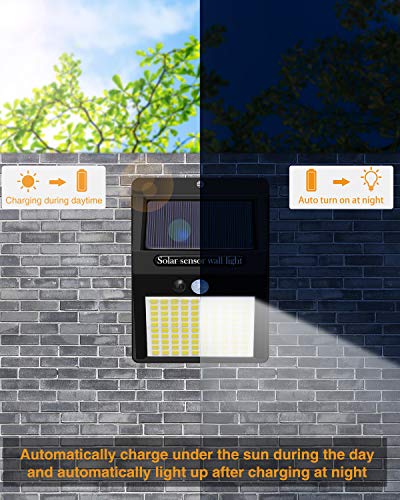 Hepside Luz Solar Exterior,【6 Pack / 3 Modos】Luces LED Solares para Exteriores, 800 Lumens Focos LED Exterior Solares, Luces de Seguridad Inalámbricas a Prueba de Agua para el garaje del Jardín Camino
