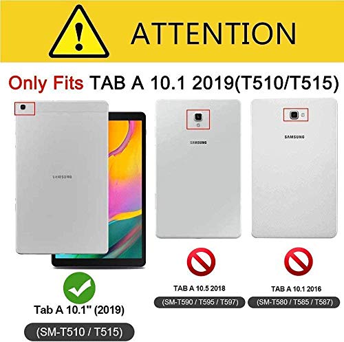 Herize Samsung Galaxy Tab A 10.1 Funda 2019 con Protector de Pantalla Incorporado | Samsung SM-T510/T515 Funda con Soporte | 360 Grados Carcasa con Función de Correa y Protector para Niños | Rojo