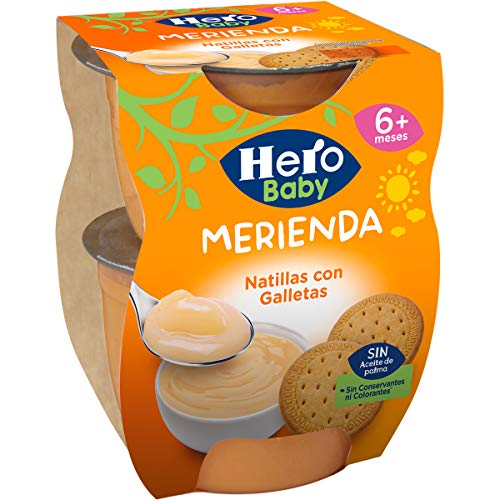 Hero Baby Merienda Puré de Natillas con Galletas para Bebés a partir de 6 meses Pack 2 x 130 g