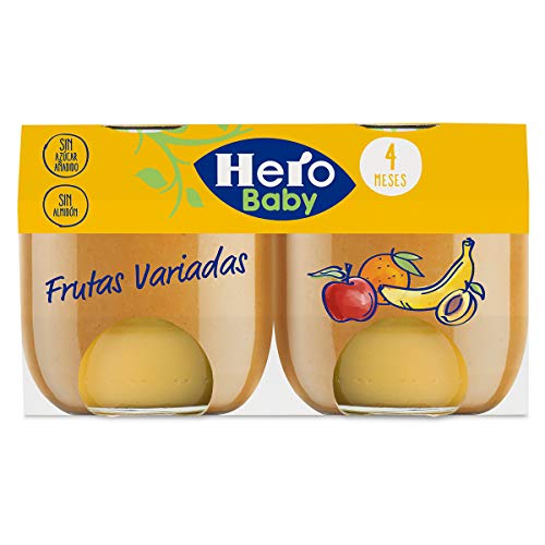 Hero Baby Natur Tarritos de Puré de Frutas Variadas para Bebés a partir de 4 meses Pack de 6 de 2 x 120 g