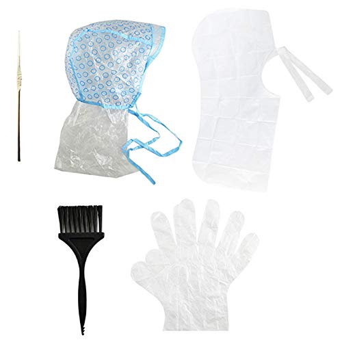 Herramienta para TeñIr el Cabello Desechable Kit Profesional de Tinte para el Cabello con MantóN para el Cabello Desechable Pincel para Tinte Guantes Gorro para TeñIr Ganchillo (Juego de 5 Piezas)