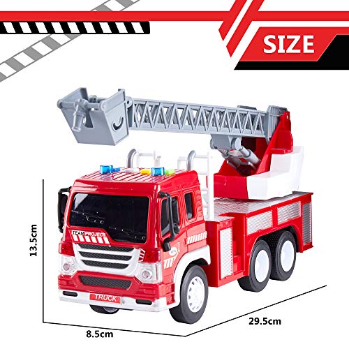 HERSITY Camión de Bomberos con Luces y Sonidos Coches de Construccion Vehículos de Juguete Regalos para Niños 3 4 5 Años