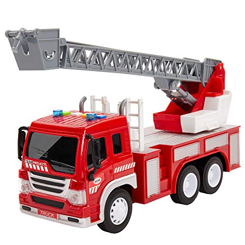 HERSITY Camión de Bomberos con Luces y Sonidos Coches de Construccion Vehículos de Juguete Regalos para Niños 3 4 5 Años