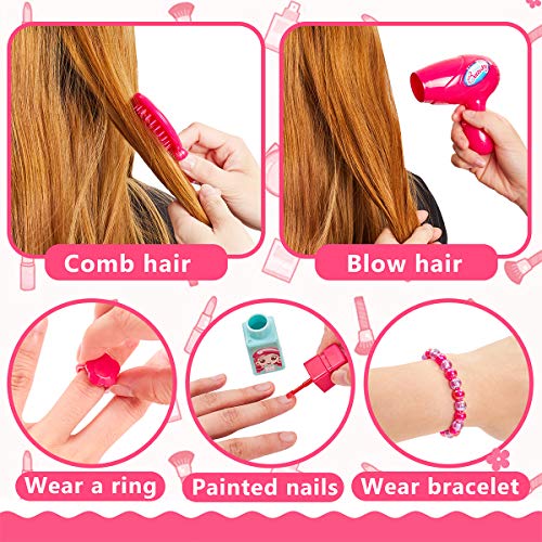 HERSITY Maletín Maquillaje Juguetes de Peluqueria Belleza y Joyería Juego de rol Regalos para Niños Niñas 3 4 5 Años