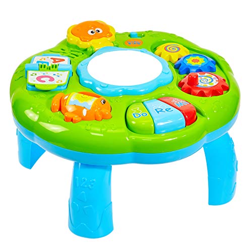 HERSITY Mesa de Actividades Tambor Juguetes Educativos Centro de Actividades Musical para Bebe 18 Meses