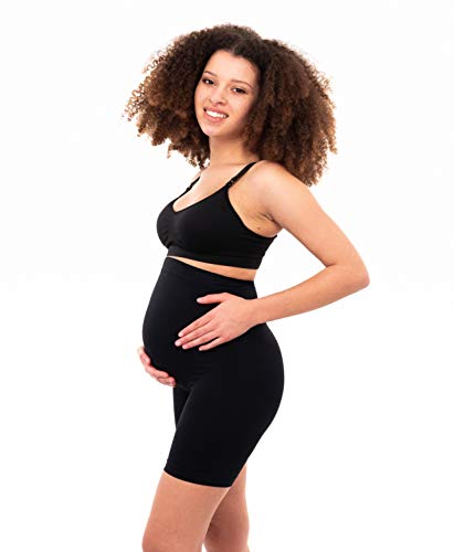 Herzmutter Bragas de Embarazo - Bragas de Maternidad - Pantalones sin Costura - Braguita de premamá - Ropa Interior para Futura mamá - Juego de 1 y 2-5520 (L-XL, Negro/Beige)