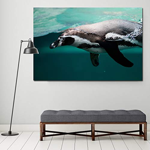 hetingyue Animal Lindo Gordo pingüino Imagen de la Sala en la Pared del océano para Lienzo Mural póster Pintura sin Marco 70X105CM
