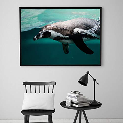 hetingyue Animal Lindo Gordo pingüino Imagen de la Sala en la Pared del océano para Lienzo Mural póster Pintura sin Marco 70X105CM