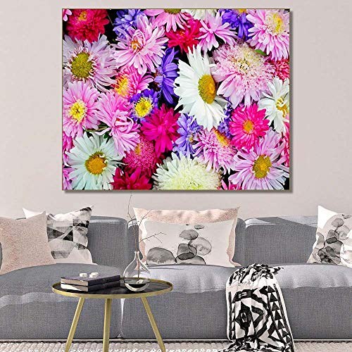 hetingyue Coloridas Flores florecientes Carteles e Impresiones en Lienzo Pintura Arte de la Pared Imagen Familia Sala de Estar niña niño habitación decoración Pintura sin Marco 45x60 cm
