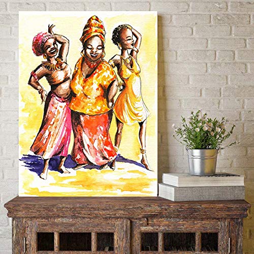 hetingyue Pintura al óleo Abstracta Retrato de Mujer Africana en Lienzo póster y Grabados en Arte de Pared escandinavo Sala de Estar Cuadro sin Marco Pintura 80X120CM