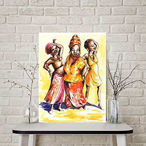 hetingyue Pintura al óleo Abstracta Retrato de Mujer Africana en Lienzo póster y Grabados en Arte de Pared escandinavo Sala de Estar Cuadro sin Marco Pintura 80X120CM