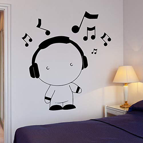 hetingyue Wall Sticker Home Decoration Children's Room Boy Headphone Music Art Vinyl Sticker Art Mural Removable Decoration 75x82cm