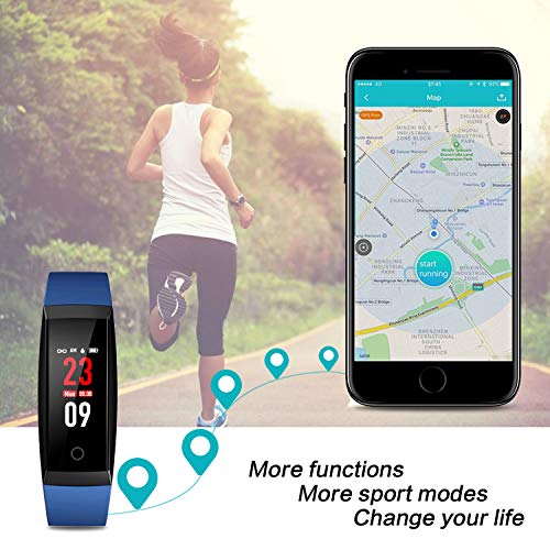 HETP Pulsera de Actividad, Reloj Inteligente con Pulsómetro y Presión Arterial Relojes Deportivos GPS Impermeable IP67 Monitor de Ritmo Cardíaco Actividad Pulsera Mujer Hombre Reloj Fitness Podómetro