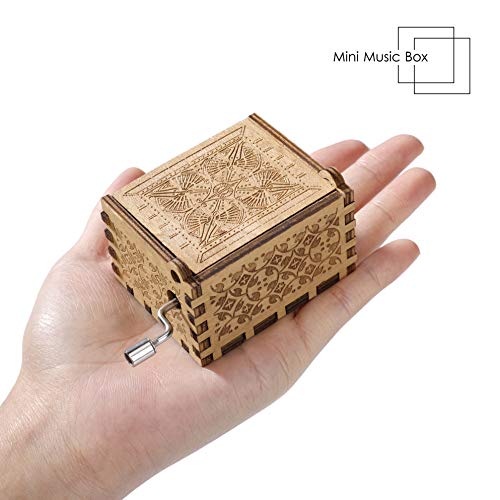 Heveer Caja de Música de Manivela de Madera Caja Musical Tallada a Mano del Tema Retro Mejor Regalo para Pareja Niños Amigos