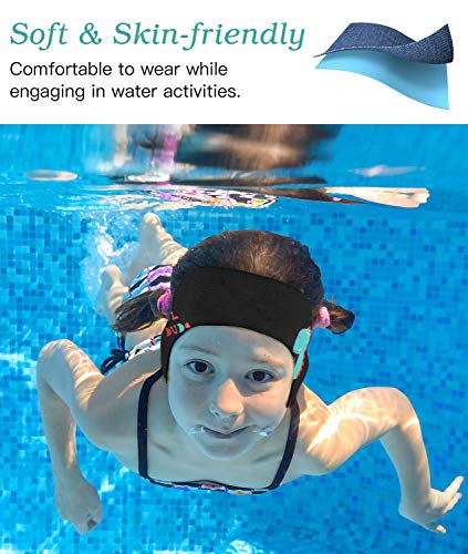 HeySplash Banda para Cabeza de Natación de Neopreno para Niños, Diadema de Oídos Ajustable y Antideslizante Recomendado por Otorrinolaringólogo para Surf Buceo Boga y Rafting, Talla M - Negro