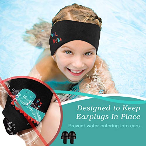 HeySplash Banda para Cabeza de Natación de Neopreno para Niños, Diadema de Oídos Ajustable y Antideslizante Recomendado por Otorrinolaringólogo para Surf Buceo Boga y Rafting, Talla M - Negro