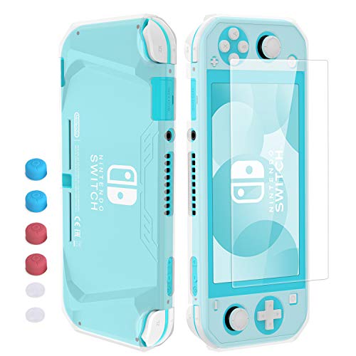 HEYSTOP Funda para Nintendo Switch Lite, Carcasa Switch Lite con Protector de Pantalla y 6 Agarres para el Pulgar, Cubierta Protectora de TPU para Switch Lite con Antiarañazos (Transparente)