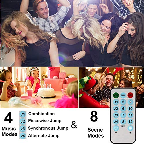 Hezbjiti Luces de cuerda de batería, 100 luces de cadena de hadas activadas por sonido de, con remoto, temporizador, luces a batería a prueba de agua Sincronización con música para fiestas, blanco