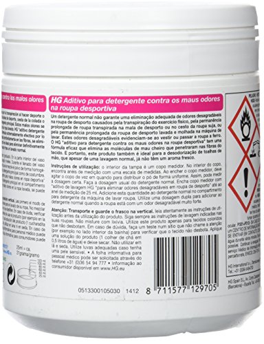 HG 133050130 - aditivo para detergente contra los malos olores en ropa deportiva (envase de 500 g)