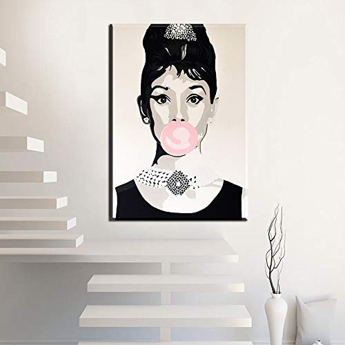 HGlSG Audrey Hepburn Mujer nórdica Carteles e Impresiones Arte Lienzo Pintura Decoración Moderna para el hogar Cuadros de Pared para Pared Cuadro para Vivir A1 50x70cm