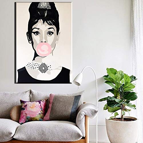 HGlSG Audrey Hepburn Mujer nórdica Carteles e Impresiones Arte Lienzo Pintura Decoración Moderna para el hogar Cuadros de Pared para Pared Cuadro para Vivir A1 50x70cm
