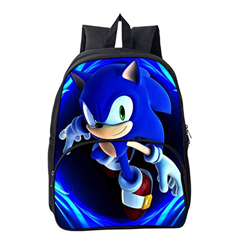 HGYYIO 3D Anime Sonic Impreso Mochila de la Escuela Primaria/Mochila para Niños niñas 6-12 años de Edad Impermeable Nylon Cartera Niños Viajar Mochila,E