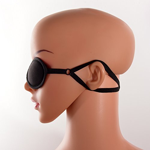 Hicarer Parche de Ojo de Pirata Parche Ocular Ajustable Máscara de Solo Ojo de Cóncavo de Niños Adultos para Ambliopía Ojo Perezoso Recuperación de Ojos, Negro (2.52 x 2.17 Pulgadas)