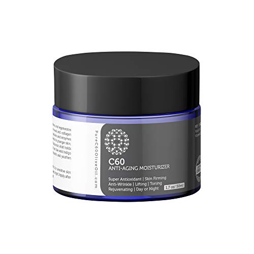 Hidratante antienvejecimiento Carbon 60 50ml con ácido hialurónico, vitaminas B + C + E y CoQ 10 para hombres y mujeres hechos con ingredientes orgánicos