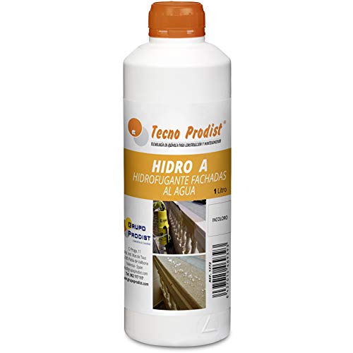 HIDRO A de Tecno Prodist - (1 Litro) Impermeabilizante Transparente al agua, Hidrofugante Incoloro para pered, tejado, fachada, muro, teja, ladrillo y piedra. (A Rodillo, brocha o pulverizador)