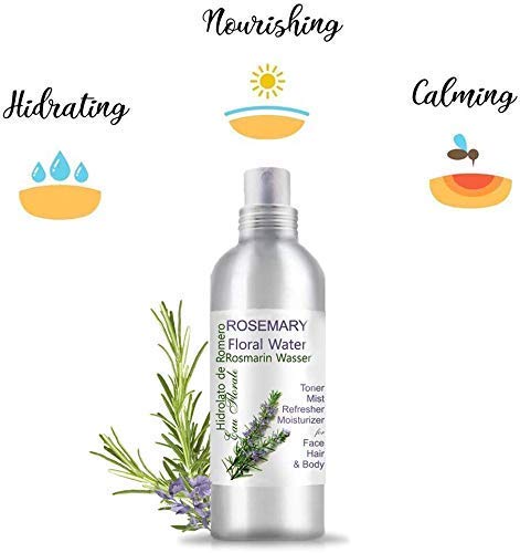 Hidrolato de Romero Agua Floral Spray - Loción Tónica para el cabello y la piel grasa y con acné (200 ml) Natural 100%