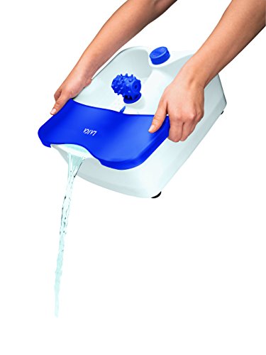 Hidromasaje de pies de color blanco y azul Laica PC1017 mantiene el agua caliente, incluye masajeador giratorio de nodos.