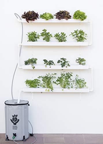 Hidroponía, Huerto Vertical para Cultivo de 16 Plantas, con depósito de 50 litros y riego automático. Bomba y abono hidropónico. SIN Pegamento PVC
