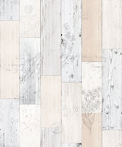 (Hierba Vintage, Paquete de 2) Papel tapiz de mural autoadhesivo con veta de madera reciclada y rústica 50cm X 3M (19,6" X 118"), 0,15mm Para revestimiento de restauración de muebles, sala de estar