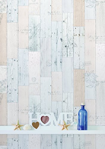 (Hierba Vintage, Paquete de 2) Papel tapiz de mural autoadhesivo con veta de madera reciclada y rústica 50cm X 3M (19,6" X 118"), 0,15mm Para revestimiento de restauración de muebles, sala de estar