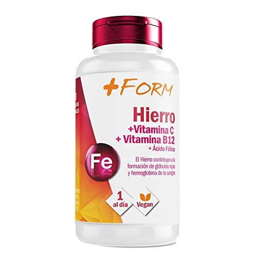 HIERRO + ÁCIDO FÓLICO | SUPLEMENTO ALIMENTICIO CON VITAMINA C Y VITAMINA B12 | 90 CÁPSULAS | APTO VEGANO | 100% NATURAL | 1 CÁPSULA AL DÍA |+ FORM