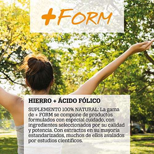 HIERRO + ÁCIDO FÓLICO | SUPLEMENTO ALIMENTICIO CON VITAMINA C Y VITAMINA B12 | 90 CÁPSULAS | APTO VEGANO | 100% NATURAL | 1 CÁPSULA AL DÍA |+ FORM
