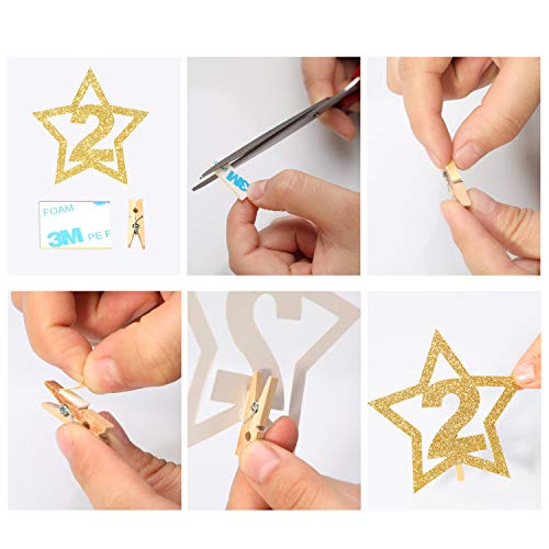 Hifot 1er Cumpleaños Foto Banner con Silla Alta Glitter Decoración Fiesta bebé Oro, Foto de bebé para recién Nacido a 12 Meses Primer cumpleaños decoración