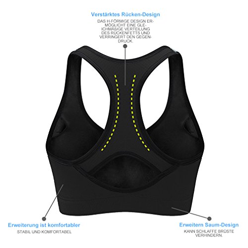 hikong Bra Sujetador Deportivo Sostén sin Aros de la Ropa Interior Mujer Chica para Deporte Fitness Yoga Gimnasio Correr 6 Colores