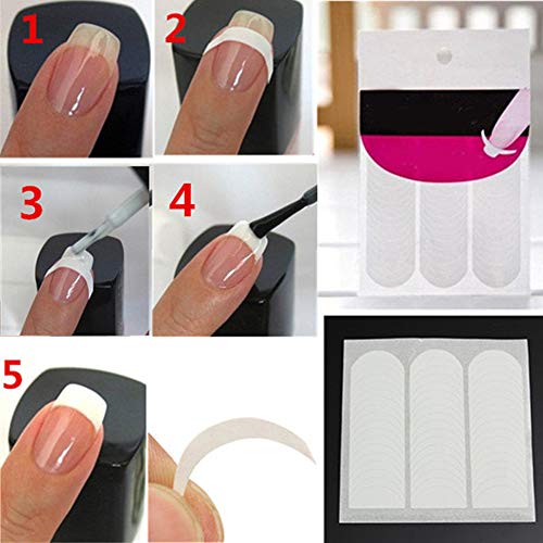 Hilai Pegatinas de Uñas Moda Pegatinas de Uñas Francesas Pegatinas Conjunto con Diferentes Formas para Uñas de Manicura DIY Accesorios Para Uso Profesional o Hogar 1 hoja