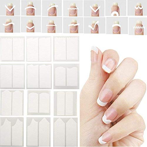 Hilai Pegatinas de Uñas Moda Pegatinas de Uñas Francesas Pegatinas Conjunto con Diferentes Formas para Uñas de Manicura DIY Accesorios Para Uso Profesional o Hogar 1 hoja
