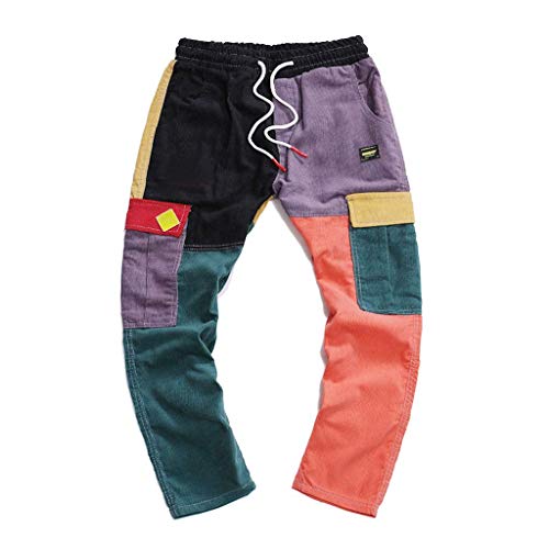 Hip Hop Old School Casual Jeans Hombre Modernas Pantalones para Pantalones De Fitness Trabajo Contraste De Color Empalme De La Vendimia Hombre Pantalones Deportivos Pantalones De Carga Pantalones